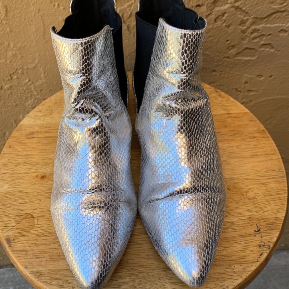 TopShop Krazy Chelsea Metallic Silver Ankle Booties - Picture 3 of 11